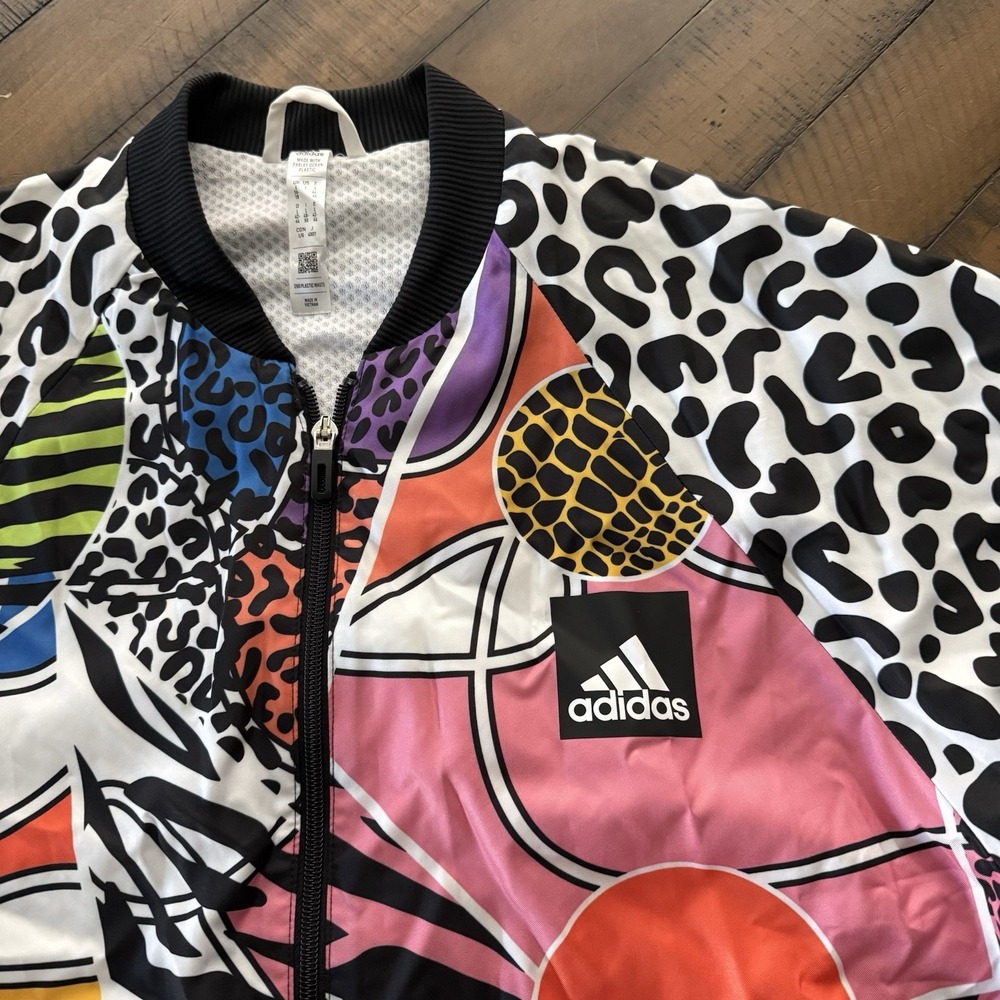 ADIDAS x RICH MNISI Women's Track Tennis Jacket Size L Black Multicolor Art - Picture 2 of 6